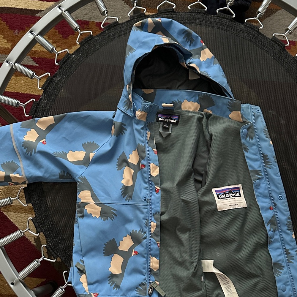 Patagonia Blue Jacket with Bird Pattern
